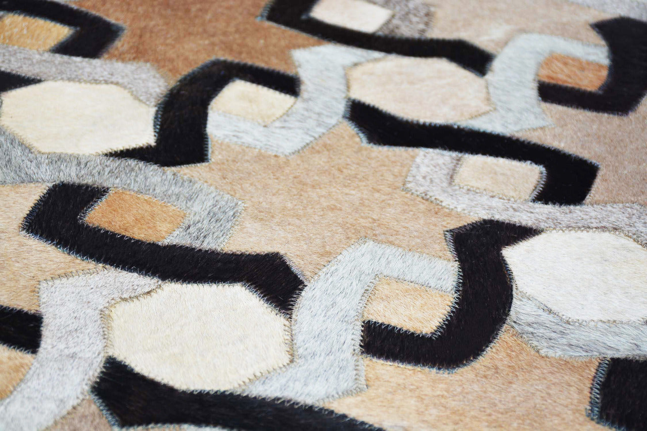 Geometric Links Patchwork Lederteppich