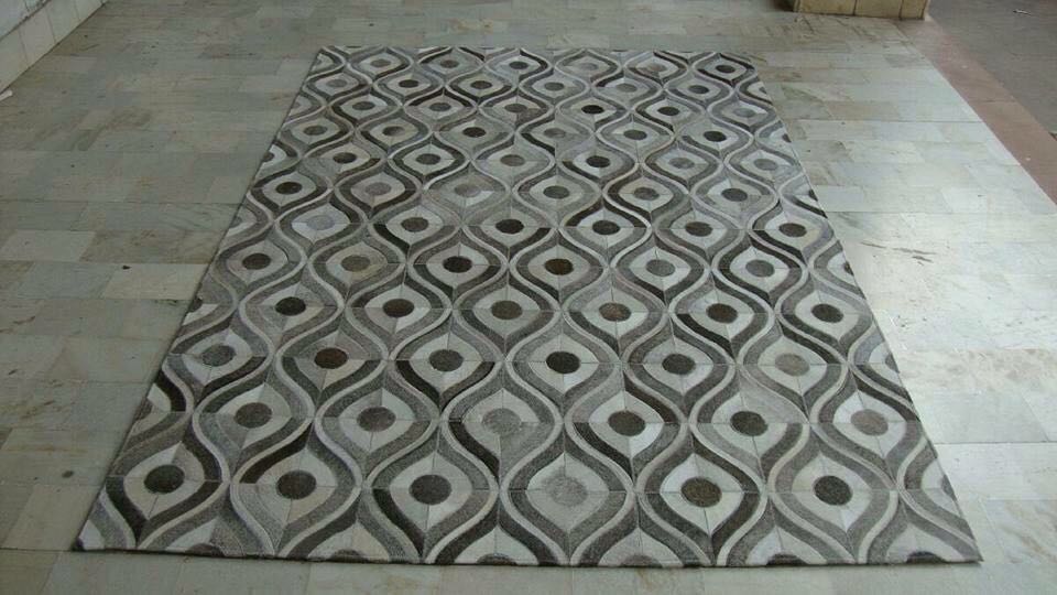 Retro Orbit Flow Patchwork Leather Rug