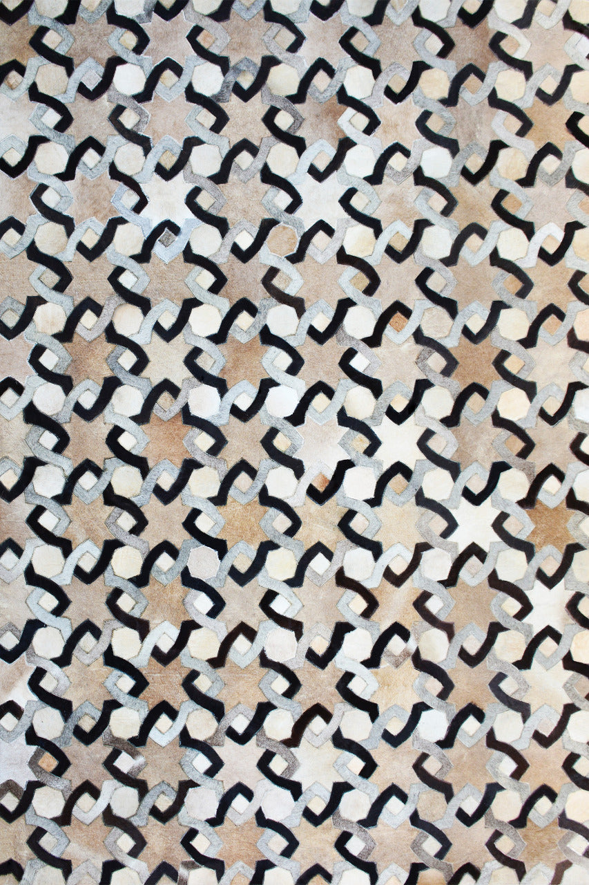Geometric Links Patchwork Lederteppich