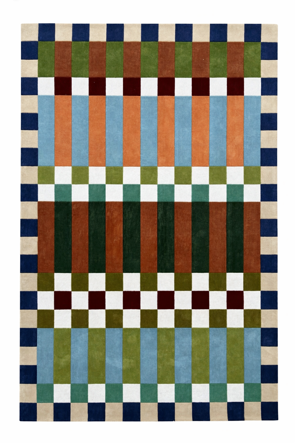 Handgetufter moderner Design-Teppich im Bauhaus-Stil mit geometrischem Colour-Blocking – Multikolor