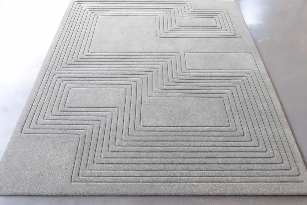 Handgetufter Wollteppich „Organic Lines“ – Tiefgrün (In mehreren Farben erhältlich)