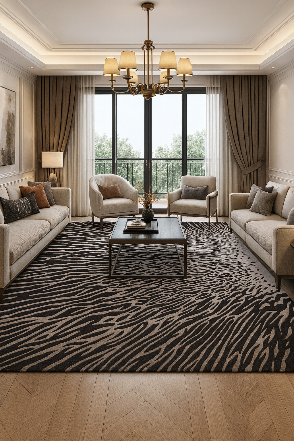 Handgetufter Wollteppich „Organic Flow“ – Anthrazit & Taupe