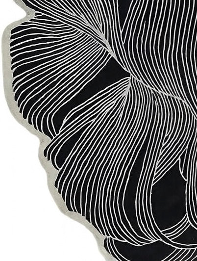 Handgetufter abstrakter Design-Teppich in Schwarz-Weiß – Organische freiform