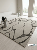 Handgetufter moderner Design-Teppich mit abstraktem, organischem Linienmuster – Steingrau & Anthrazit
