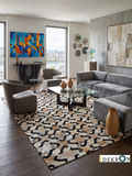 Geometric Links Patchwork Lederteppich