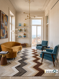 Chevron Harmony Patchwork Lederteppich