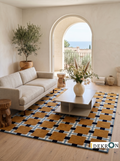Golden Grid – Hand-Tufted Design