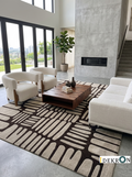 Handgetufter moderner Design-Teppich mit abstraktem Blockmuster – Creme & Dunkelbraun