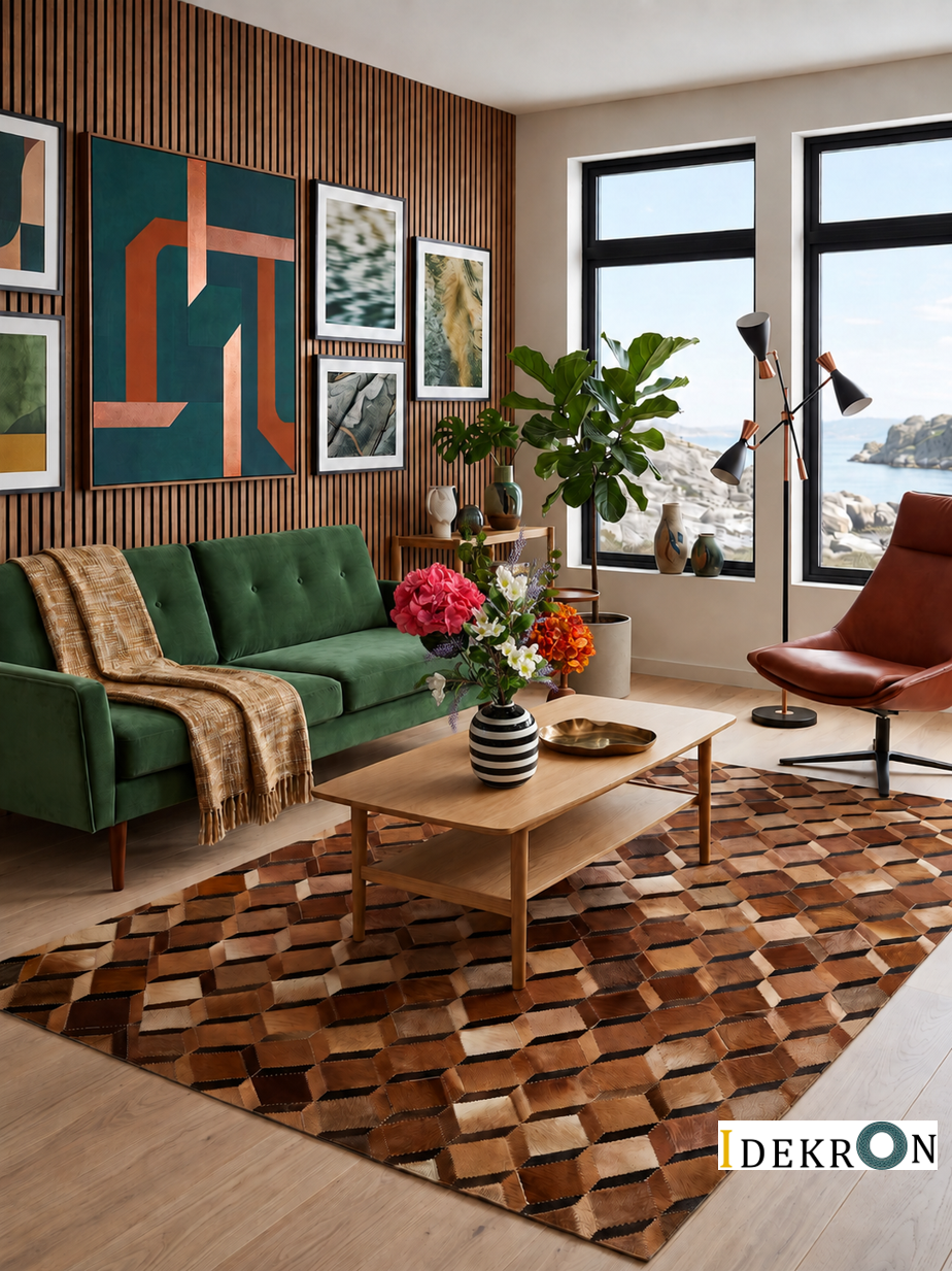 Cubic Mosaic Patchwork Lederteppich