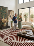 Handgetufter Wollteppich „Organic Lines“ – Terrakotta & Creme