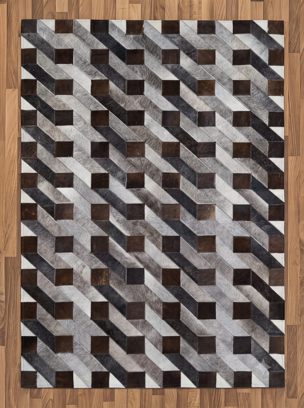 Geometrischer 3D-Effekt Patchwork-Lederteppich