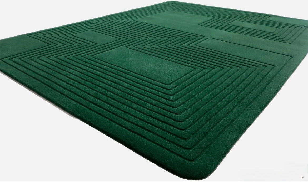 Handgetufter Wollteppich „Organic Lines“ – Tiefgrün (In mehreren Farben erhältlich)