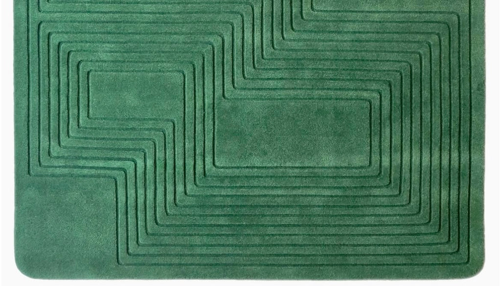 Handgetufter Wollteppich „Organic Lines“ – Tiefgrün (In mehreren Farben erhältlich)