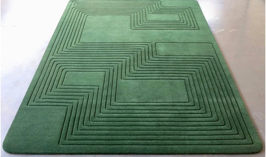Handgetufter Wollteppich „Organic Lines“ – Tiefgrün (In mehreren Farben erhältlich)