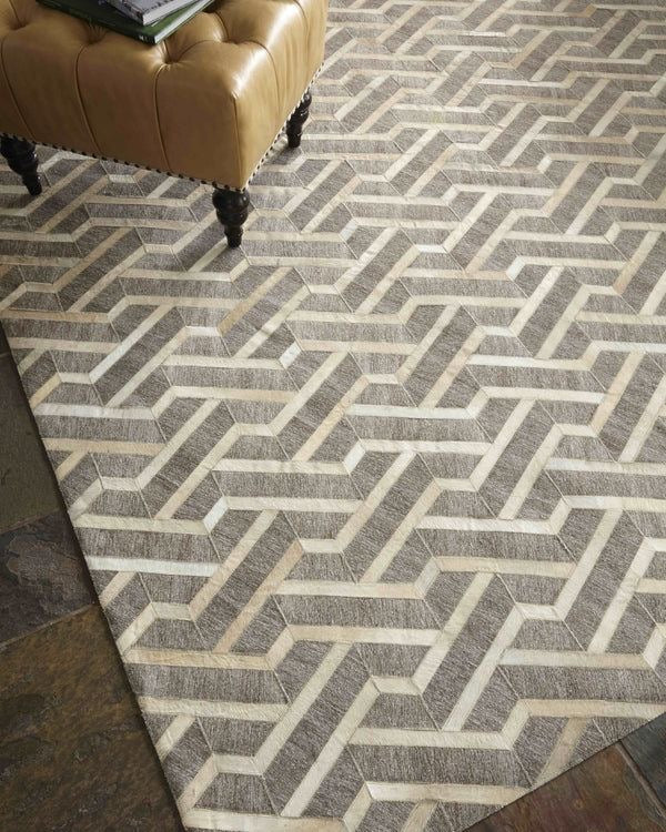 3D-Geometric Chevron Patchwork Lederteppich
