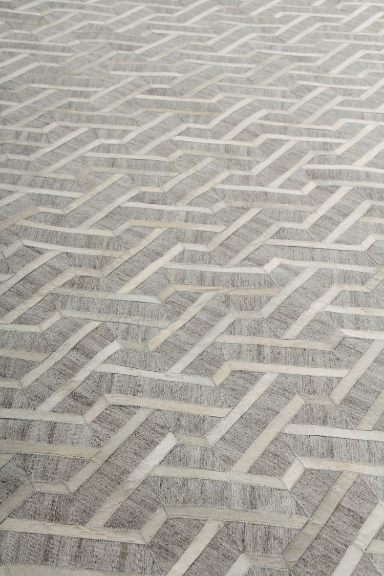 3D-Geometric Chevron Patchwork Lederteppich