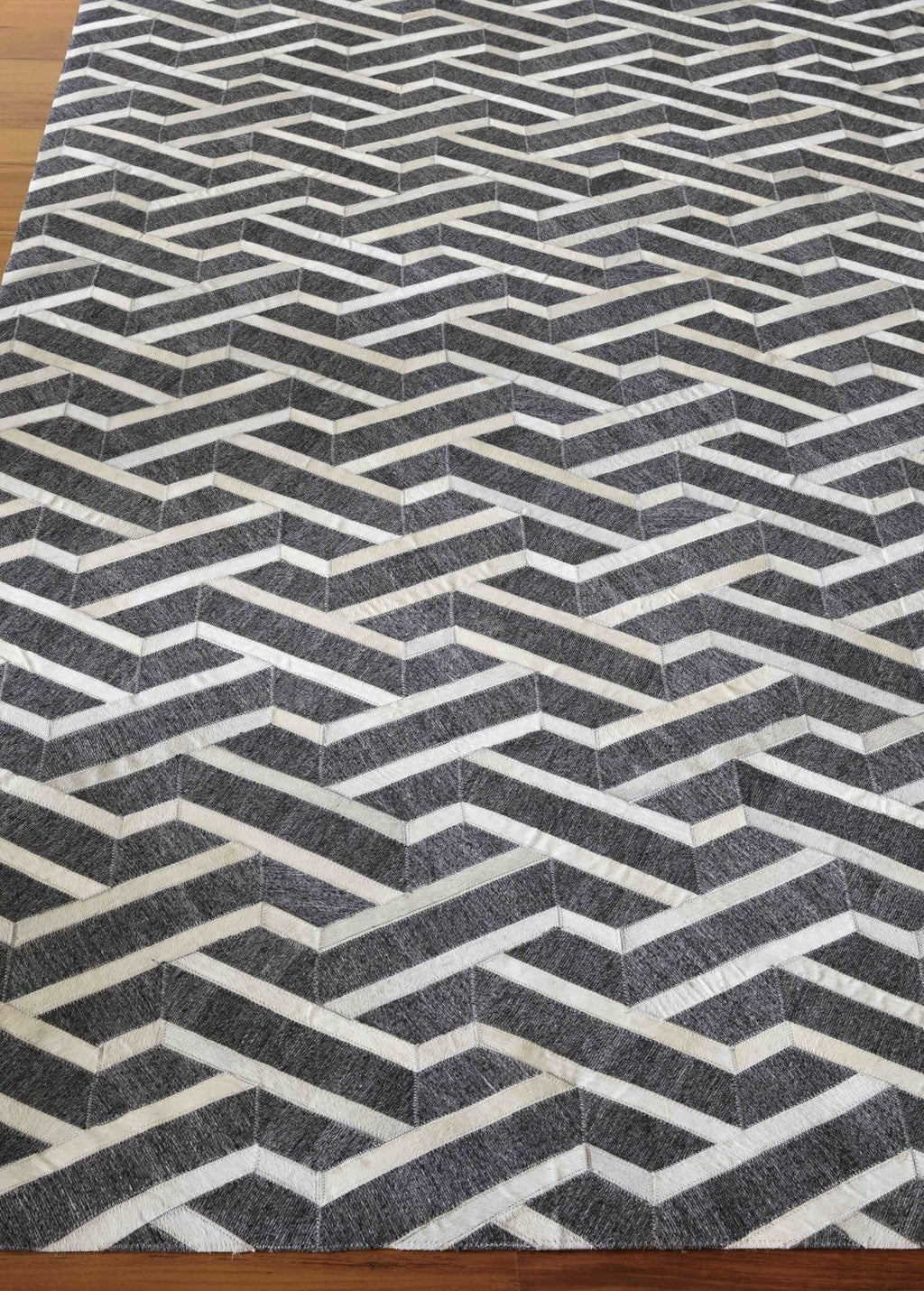 3D-Geometric Chevron Patchwork Lederteppich