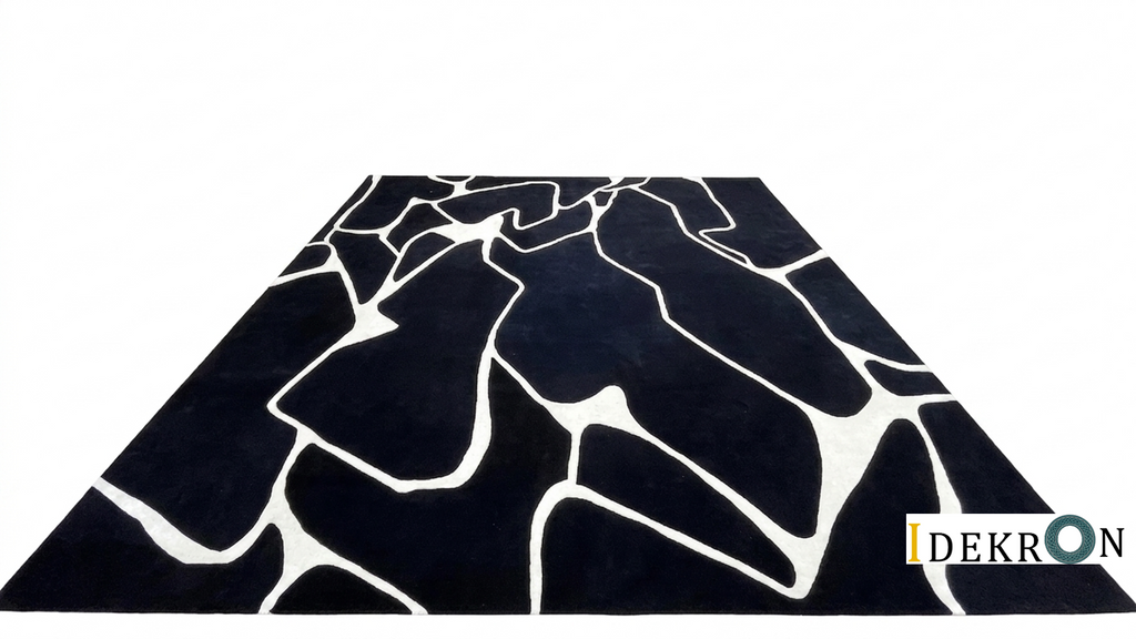 Hand-tufted Abstract Rug in Black and White
