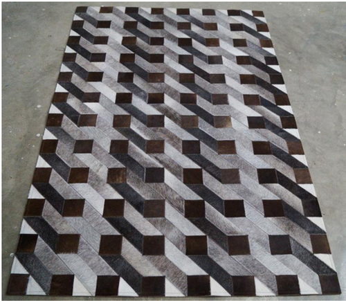 Geometrischer 3D-Effekt Patchwork-Lederteppich