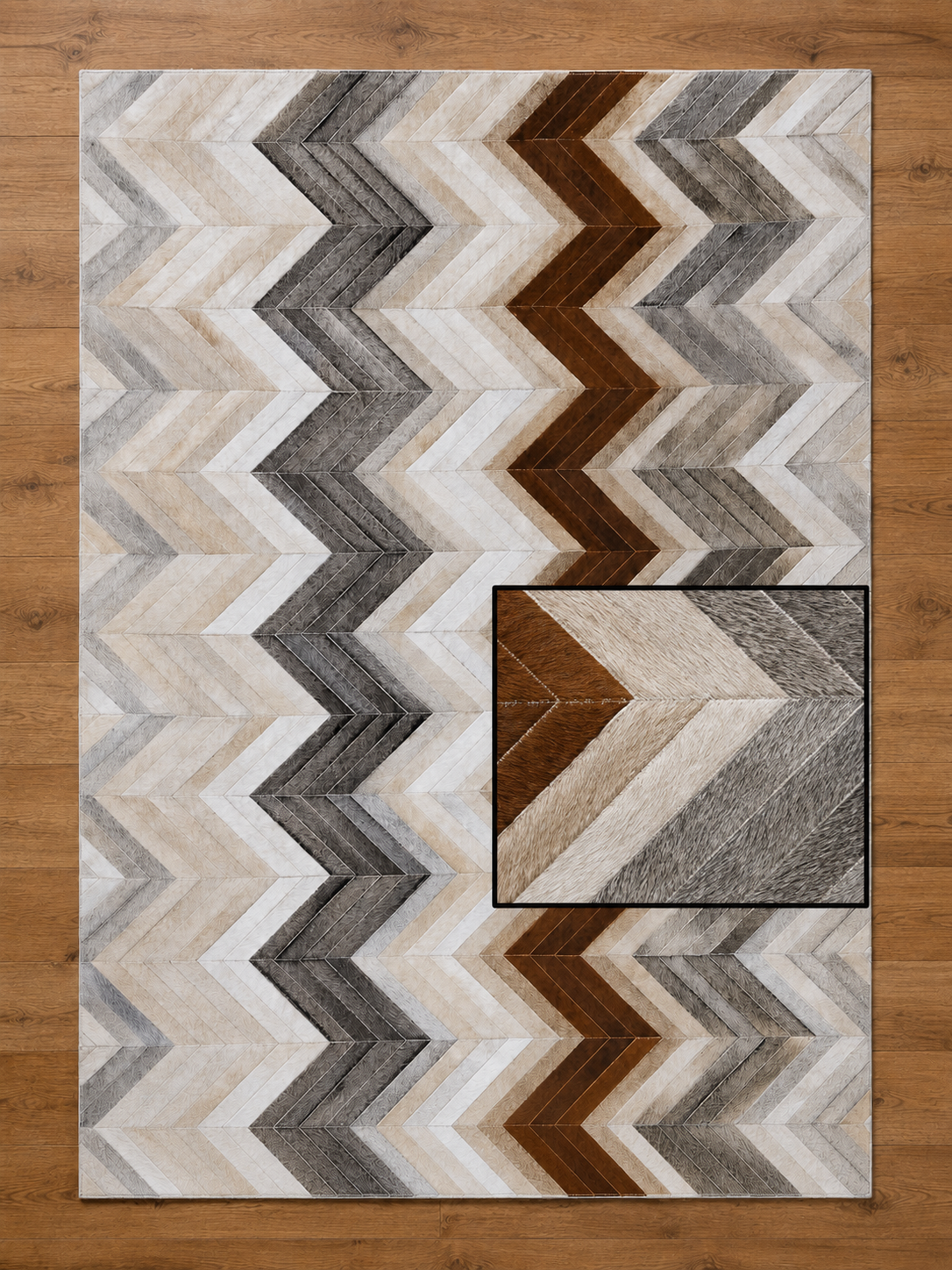 Chevron Harmony Patchwork Lederteppich
