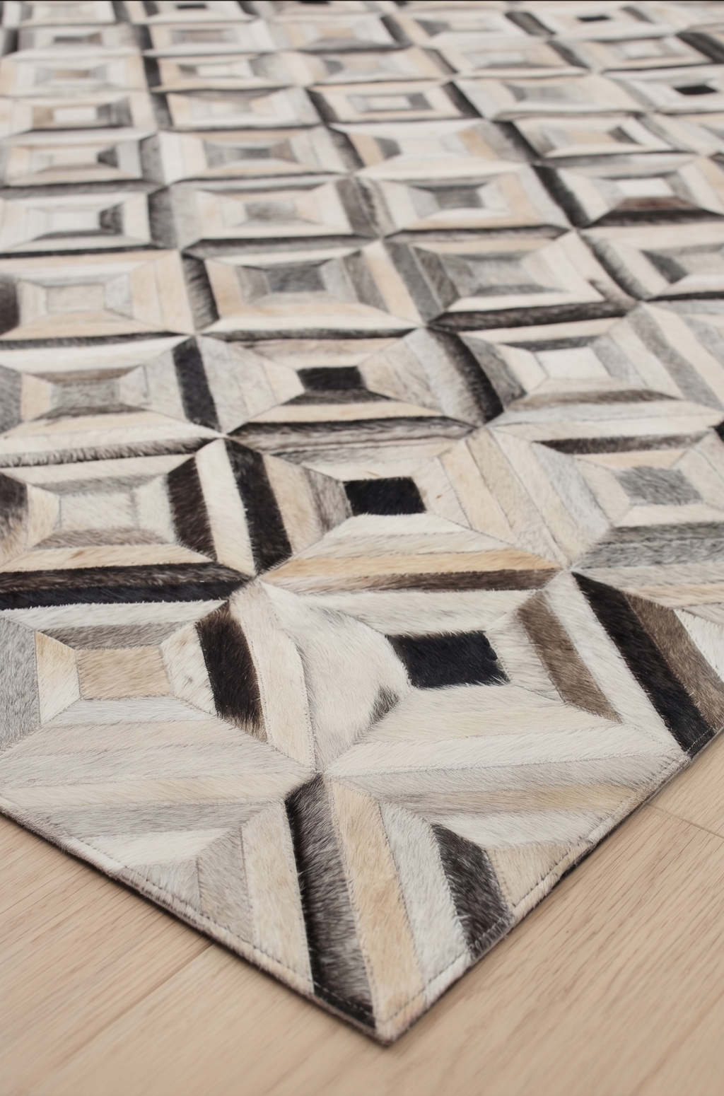 Geometric Diamond Mosaic Patchwork Leather Rug
