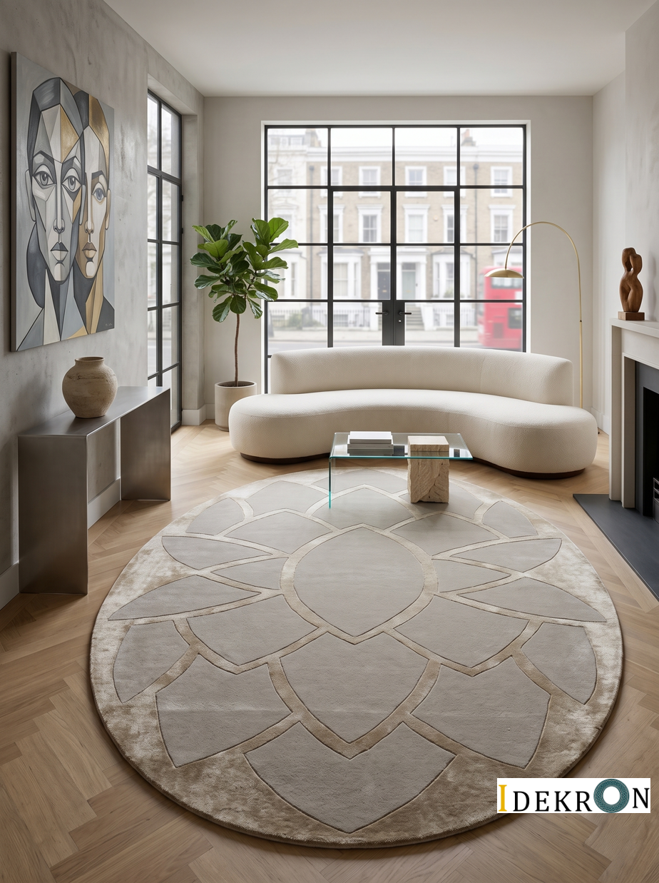 Lotus Harmony - Oval Hand-Tufted Design