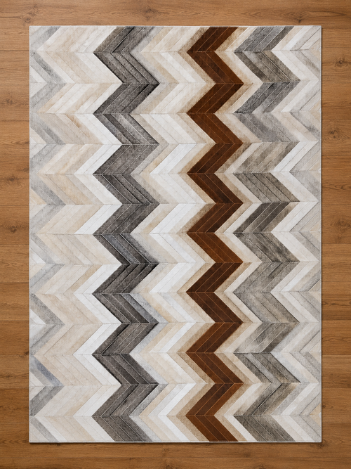 Chevron Harmony Patchwork Lederteppich