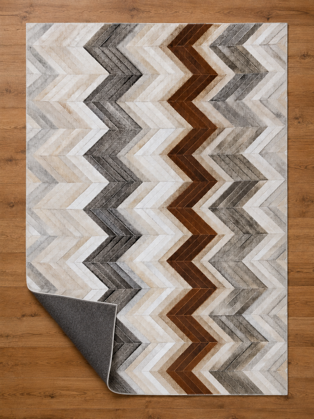 Chevron Harmony Patchwork Lederteppich