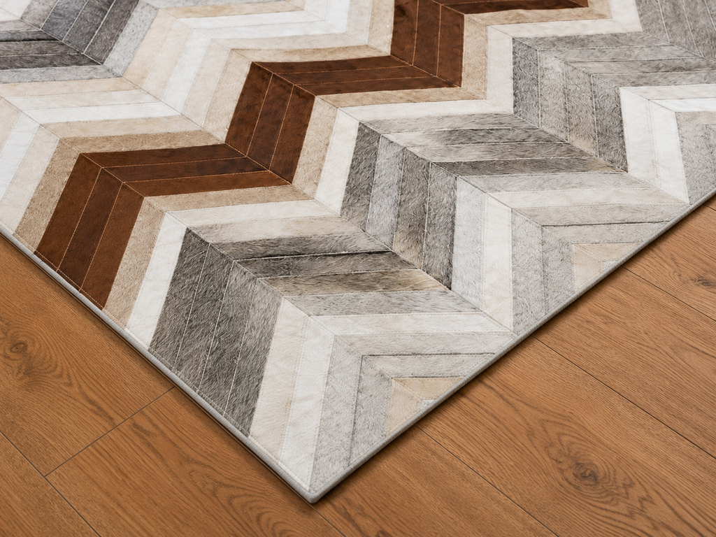 Chevron Harmony Patchwork Lederteppich