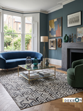 Geometric Trinity Weave Patchwork Leather Rug