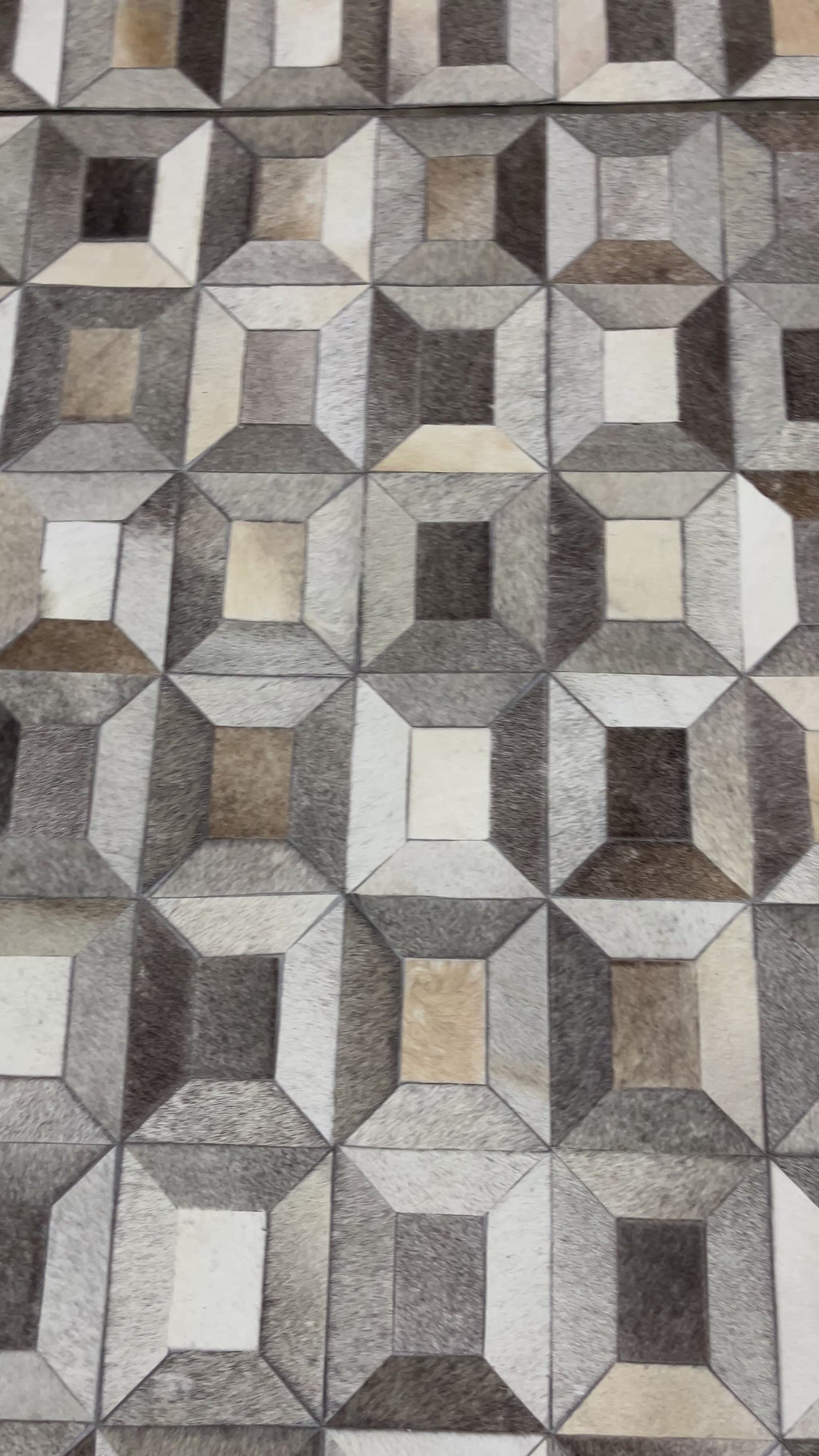 3D Cube Frame Patchwork Lederteppich