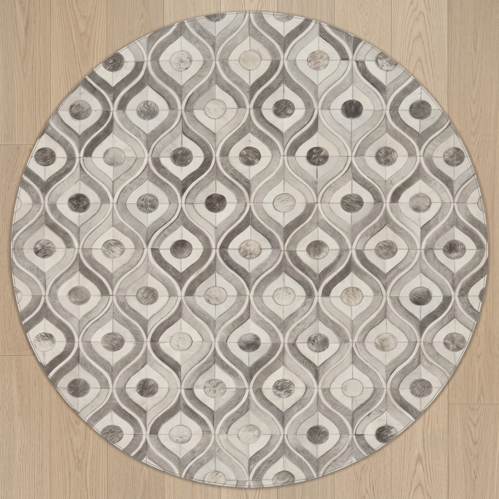 Retro Orbit Flow Patchwork Leather Rug