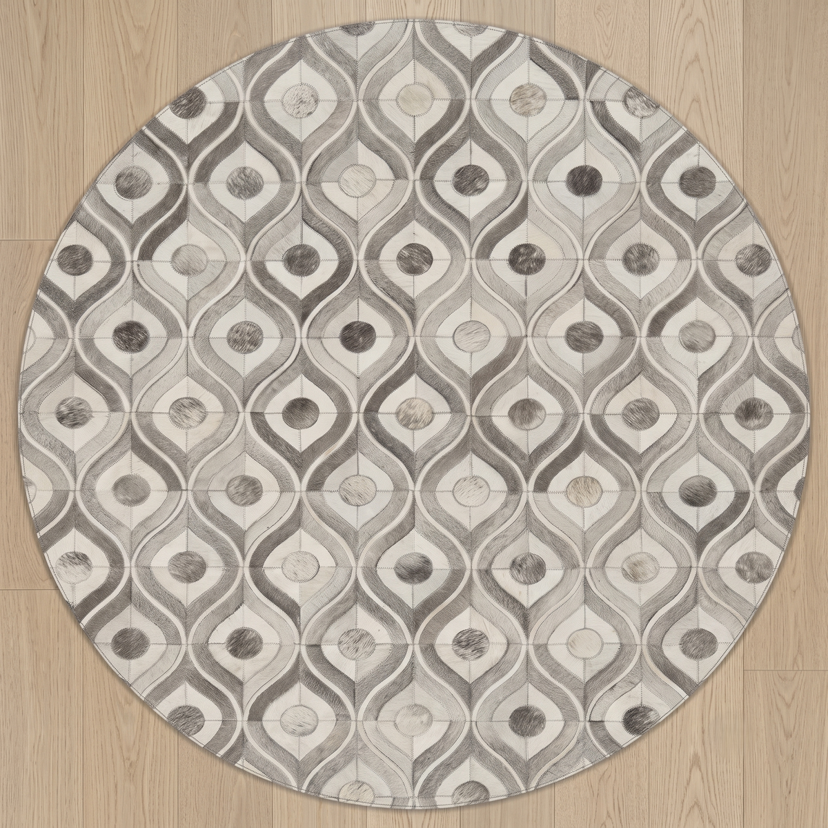 Retro Orbit Flow Patchwork Leather Rug