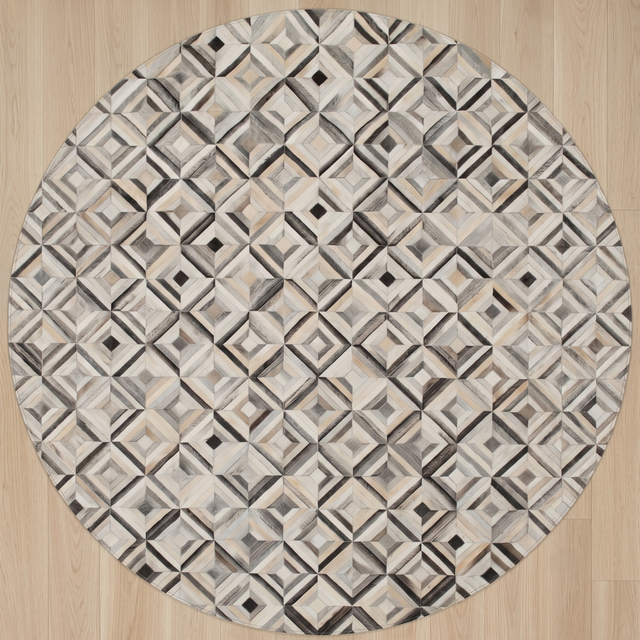 Geometric Diamond Mosaic Patchwork Leather Rug