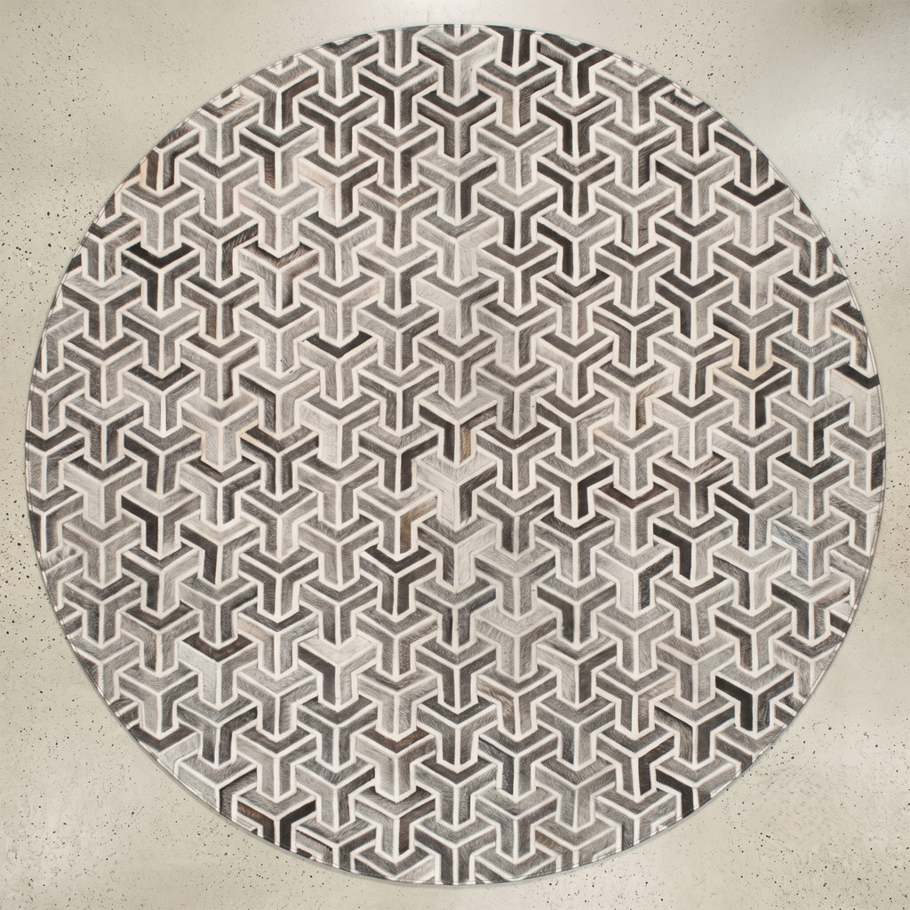 Geometric Trinity Weave Patchwork Leather Rug