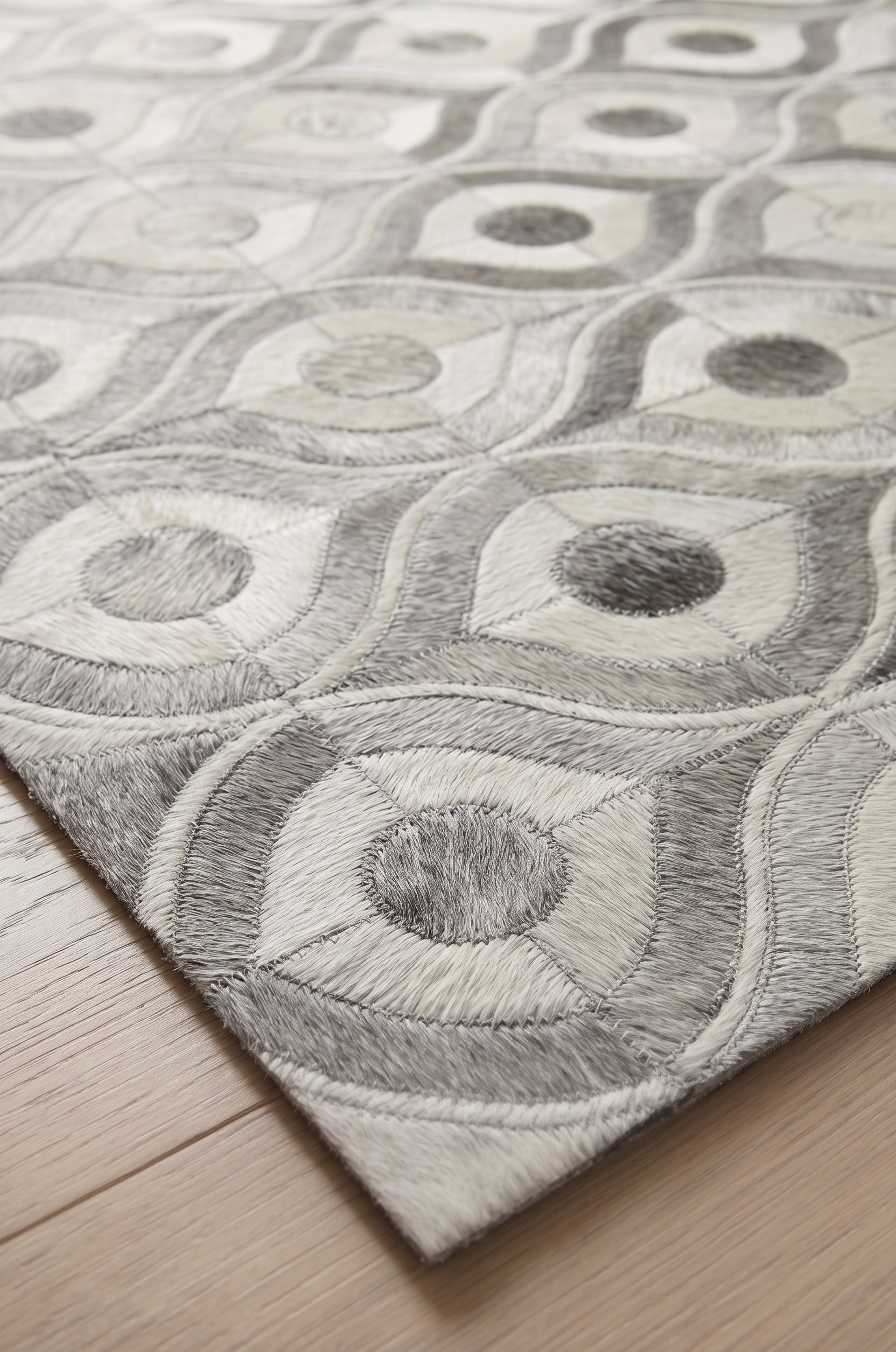 Retro Orbit Flow Patchwork Leather Rug