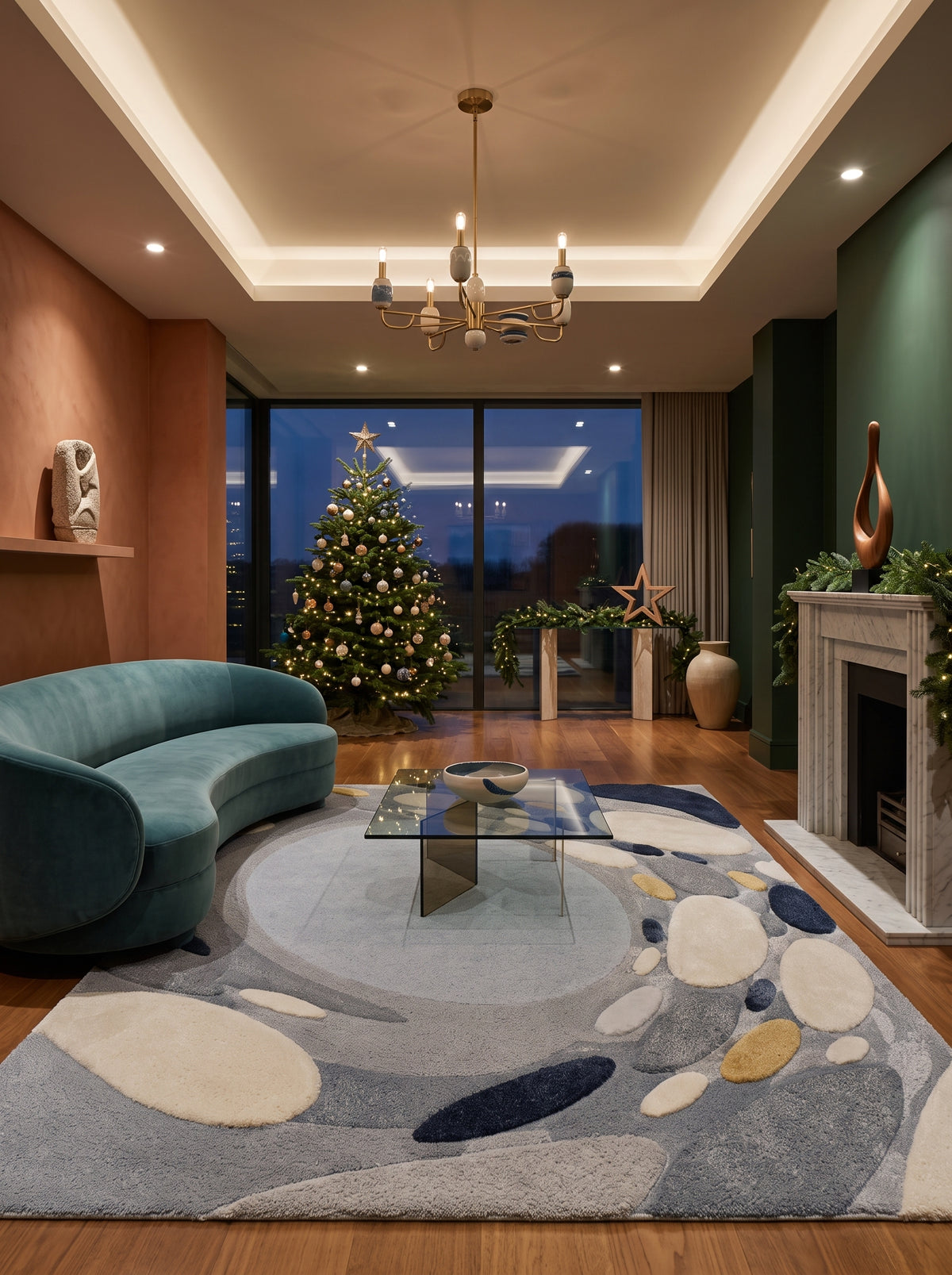 Snowglobe Still – Teppich im eingerichteten Wohnzimmer