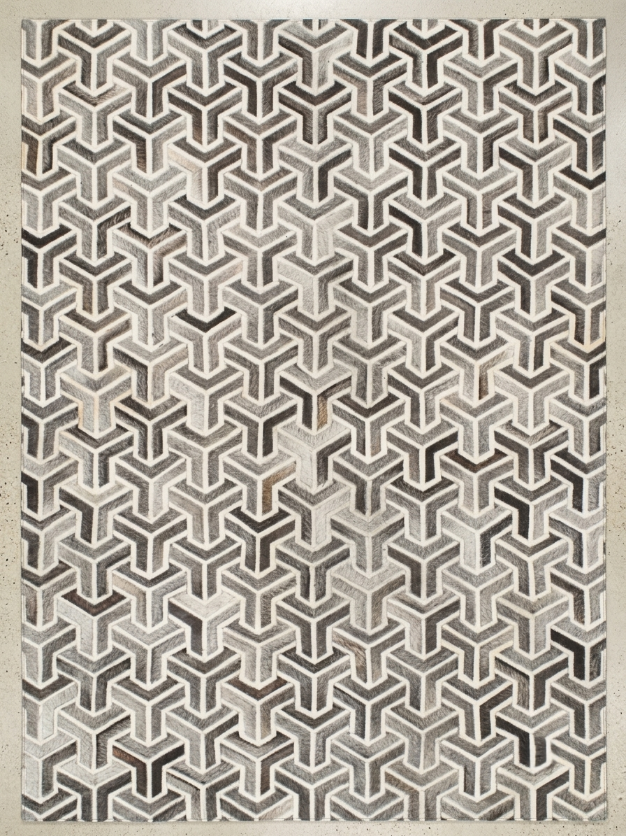 Geometric Trinity Weave Patchwork Leather Rug